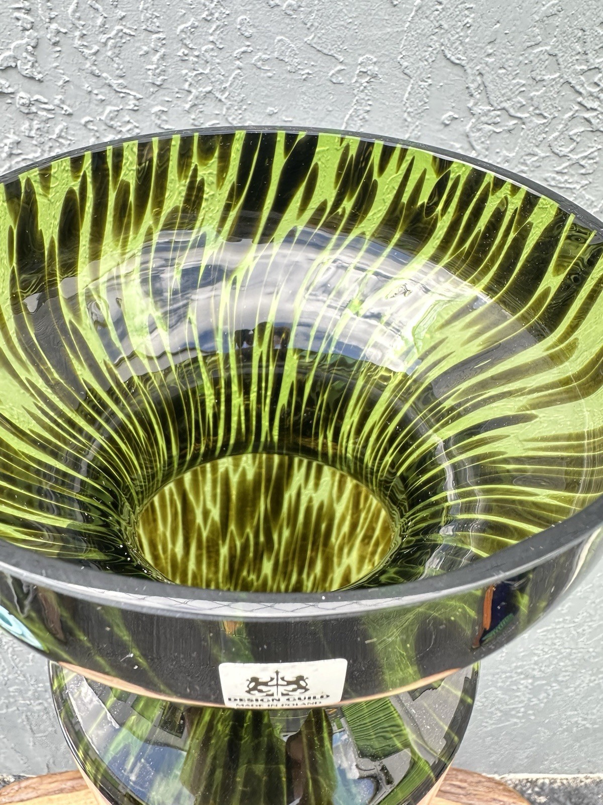 Vintage Large Art Glass Vase 31” Guild Poland– Green Black Handblown Style