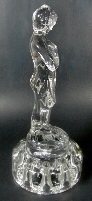 Cambridge Clear Glass DRAPED LADY Art Deco Flower Frog 8 3/4 Inches