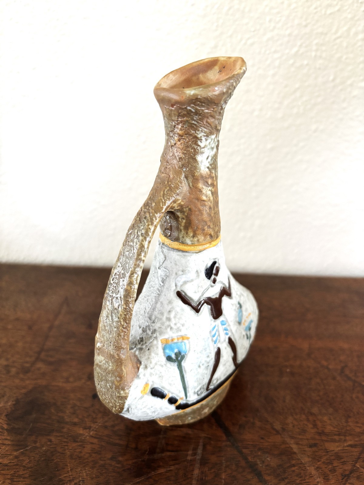 Vintage Handmade F.Lli Marchi Brescia Ancient Egypt Vase Pitcher Italian Pottery