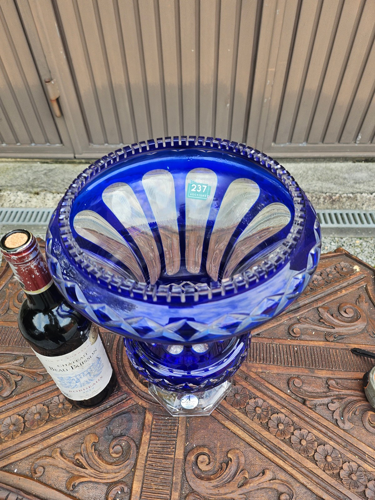 Vintage German Arnstadt cobalt crystal glass Vase