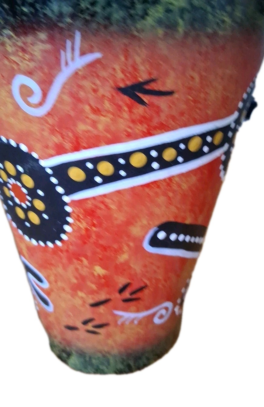 Vintage Australian Authentic Indigenous Pottery Vase 7.5″ x 6″ Signed