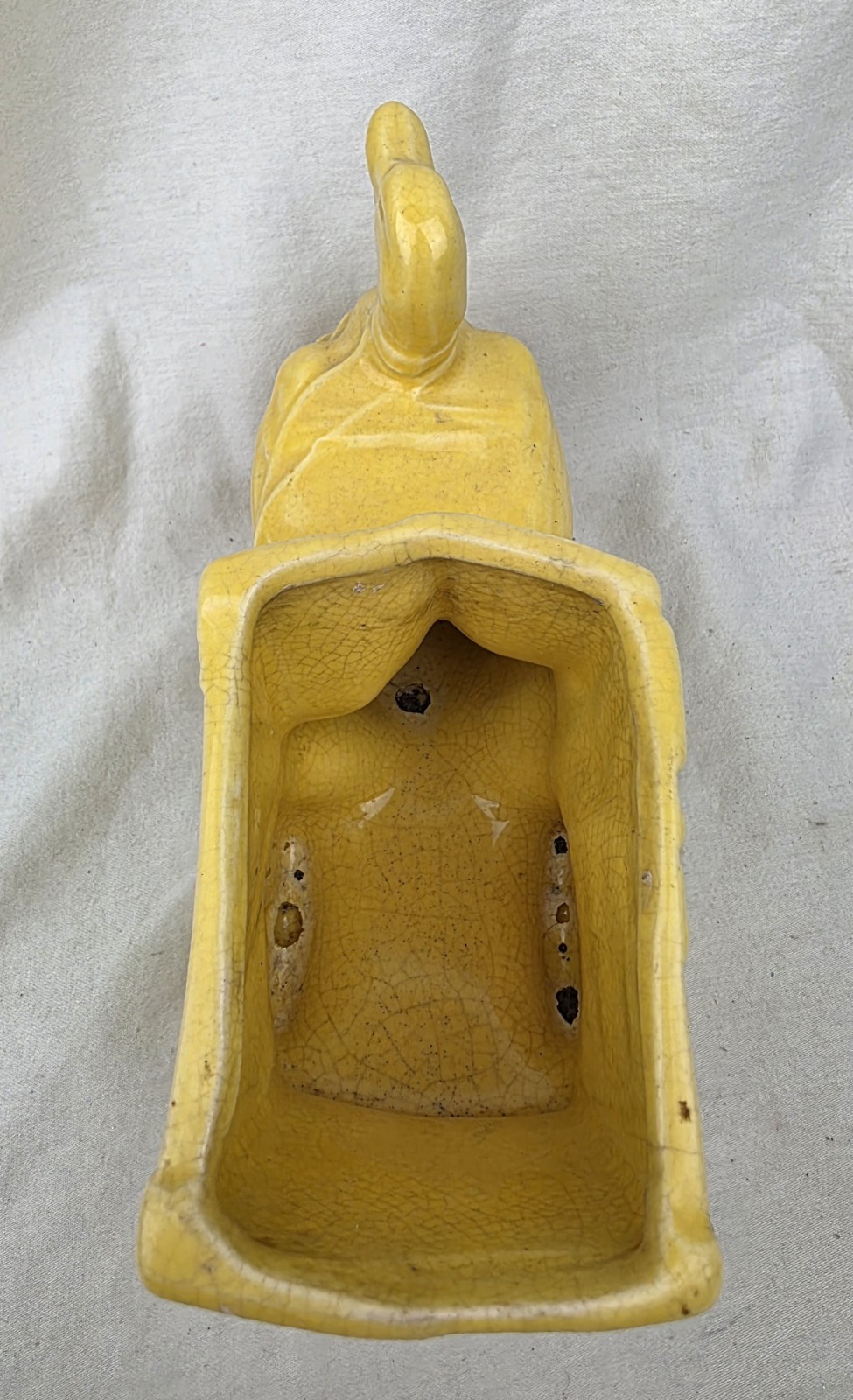 Vintage Nelson McCoy NM Canary Yellow Duck w/ Wagon Cart Planter Pot Made in USA