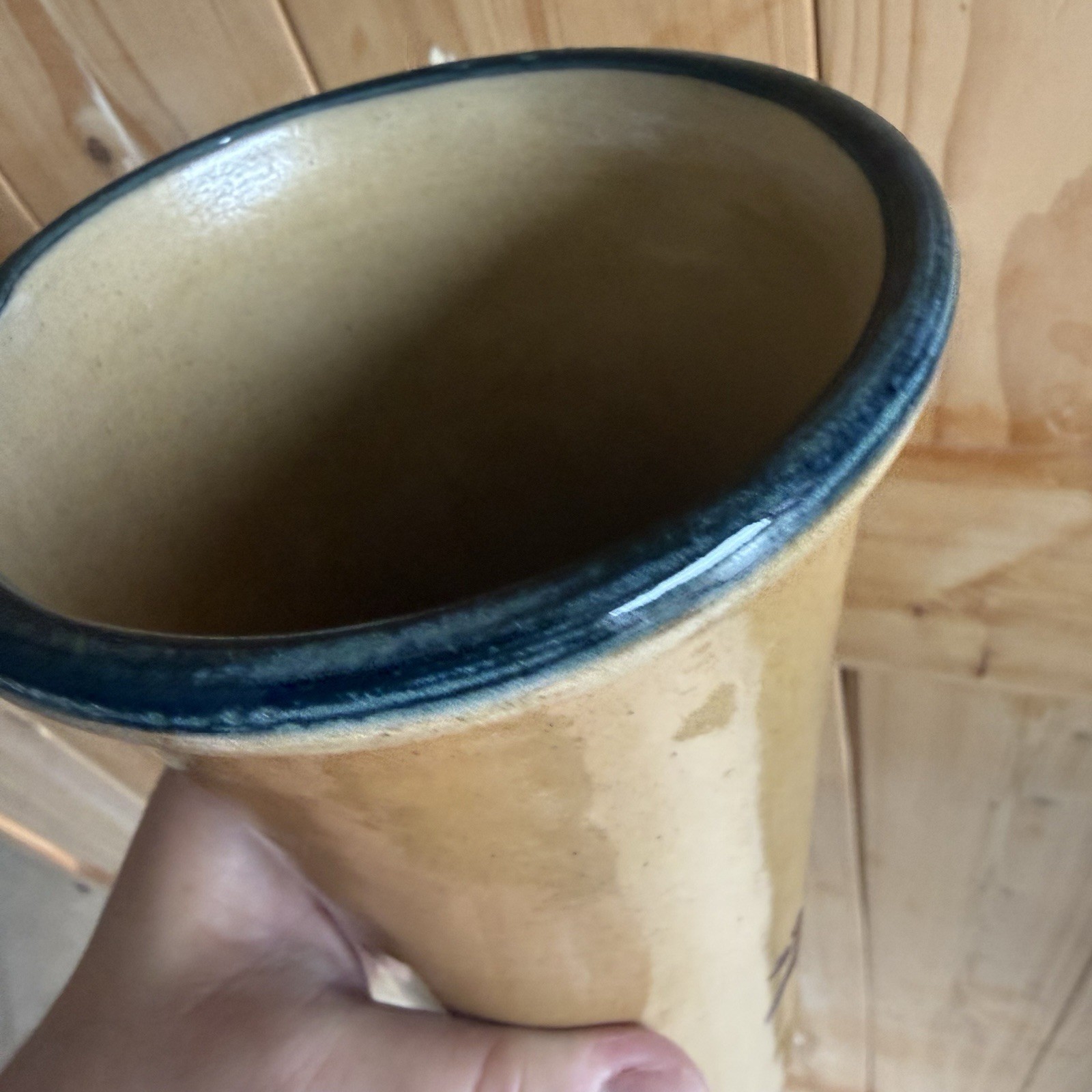 Monroe Salt Works Maine Moose Pottery Vase Cream Brown Signed 8 x 5 inches