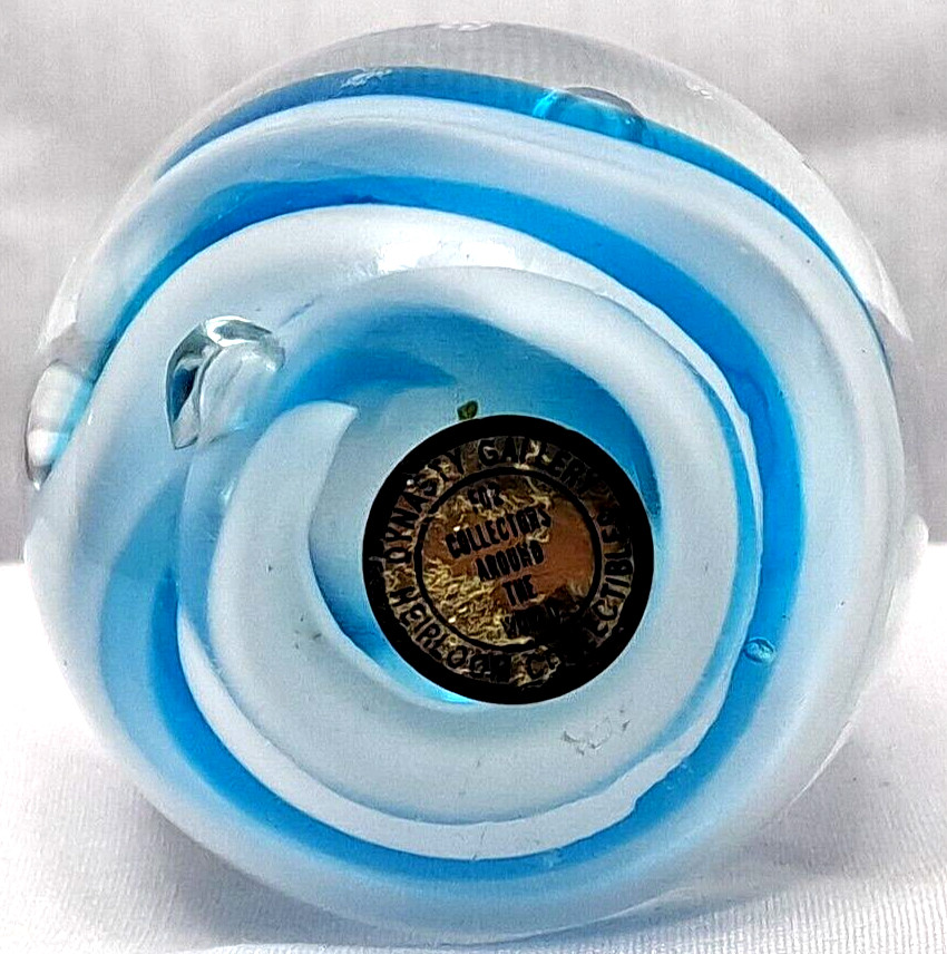 Vintage Dynasty Gallery Heirloom Paperweight Egg Blue Water Bubble Ocean Wave