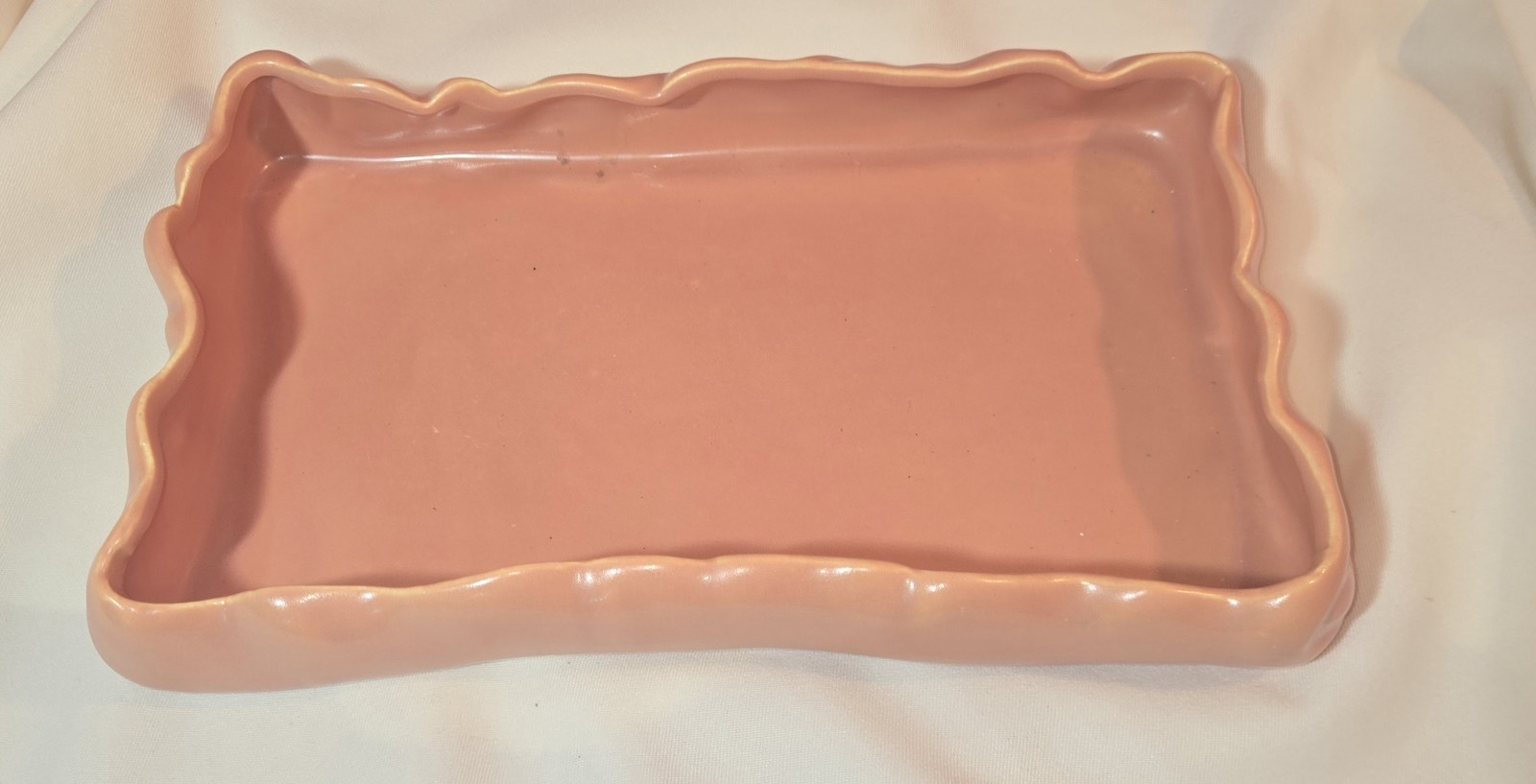 Vintage Mid-Century Royal Haeger Pink Scalloped Ceramic Planter Tray / Dish…