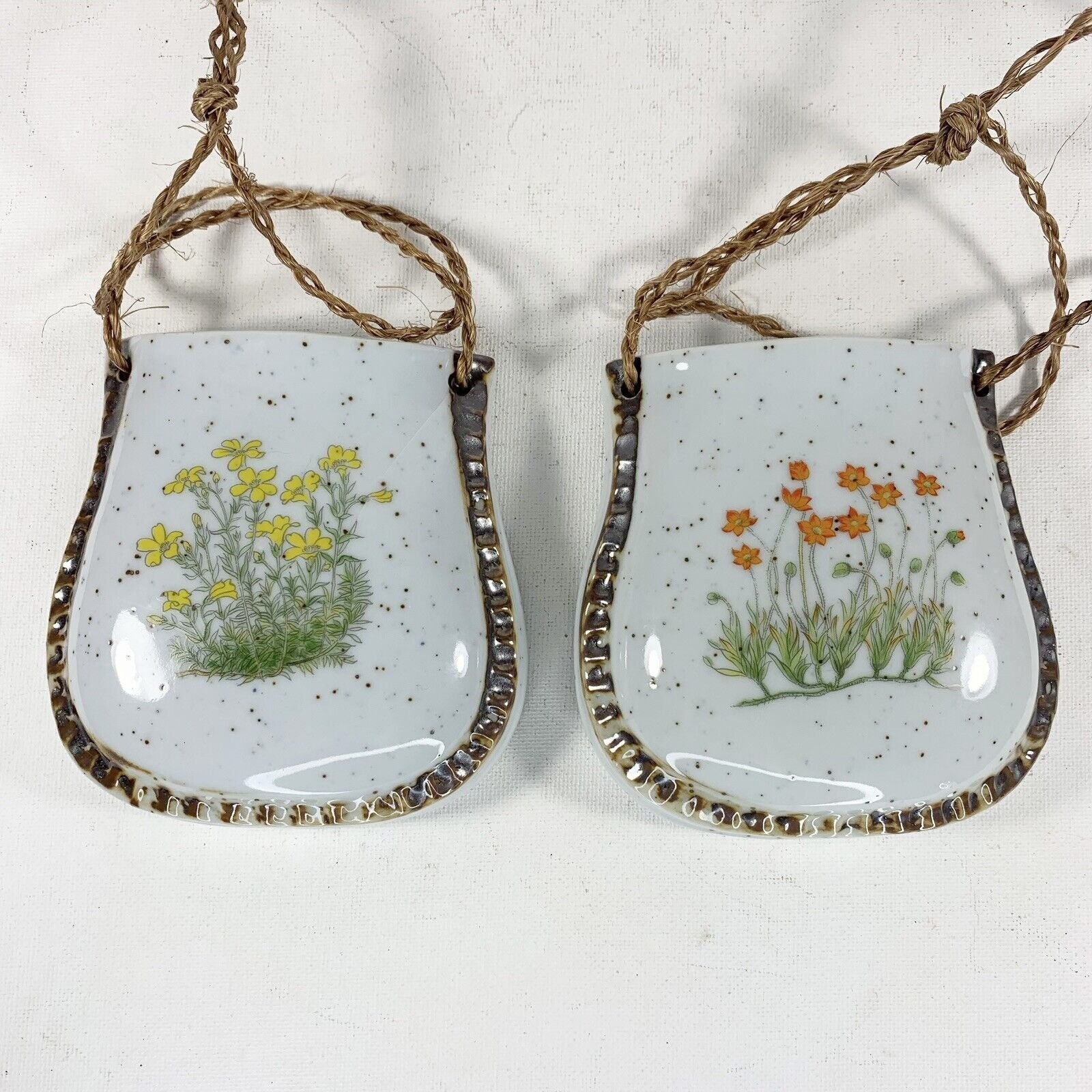 Vintage Wall Pockets Vases Ceramic Speckleware Counterpoint San Francisco Floral