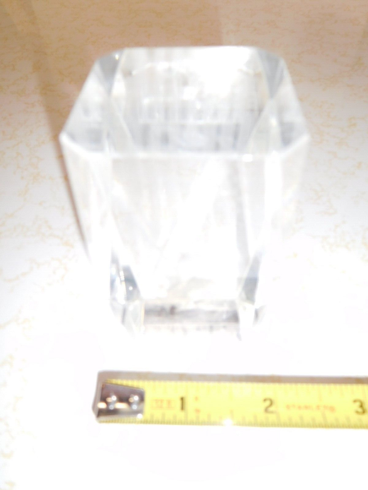 American Flag & Eagle Laser Etched into Square Glass Paperweight