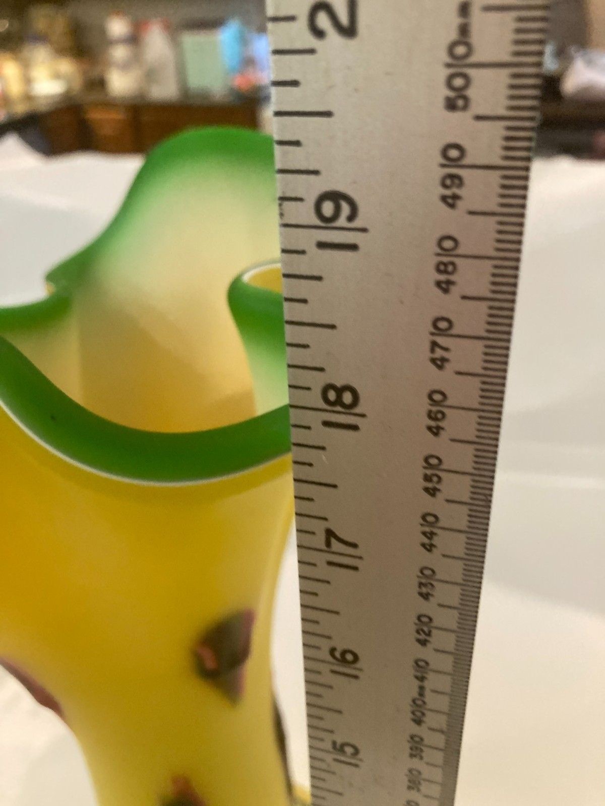 Mid-Century Modern Hand-Blown Art Cased Glass Vase 18” High Made in Egypt