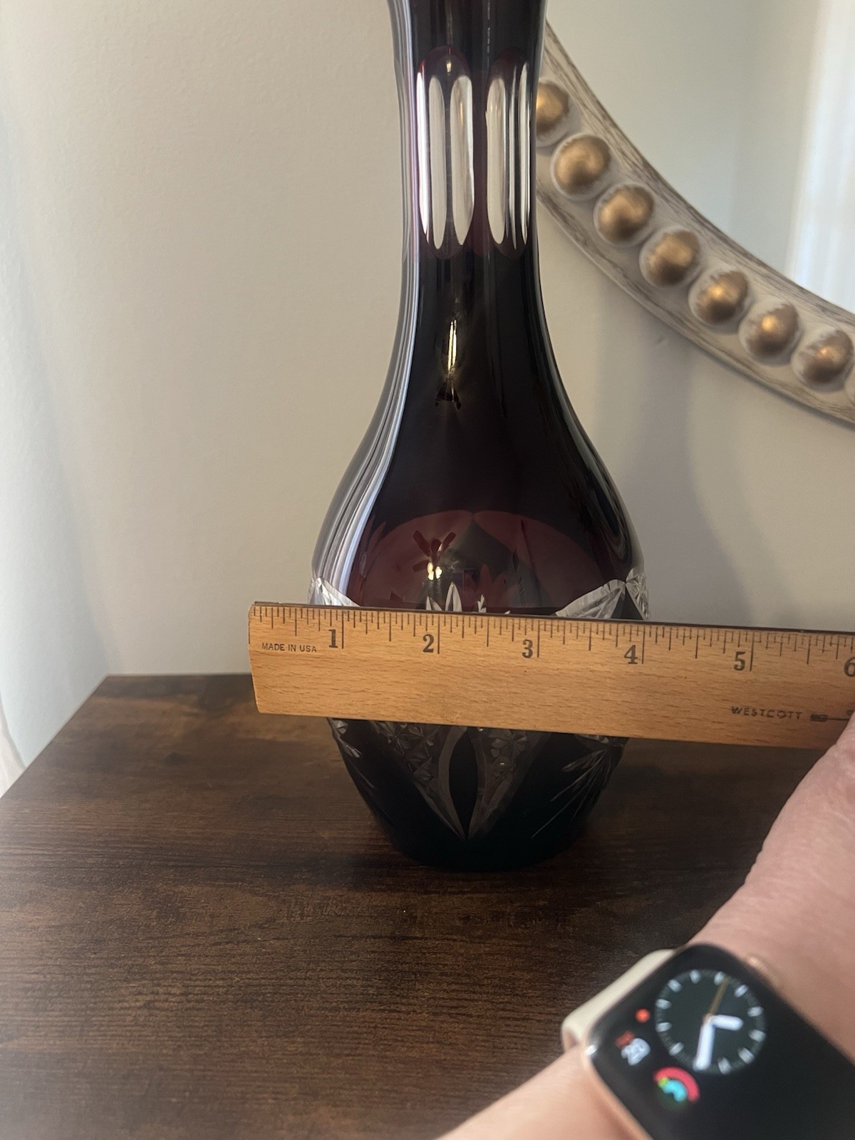 Beautiful Czech Bohemian Ruby Red Cut to Clear Crystal Vase – Hand Cut Floral