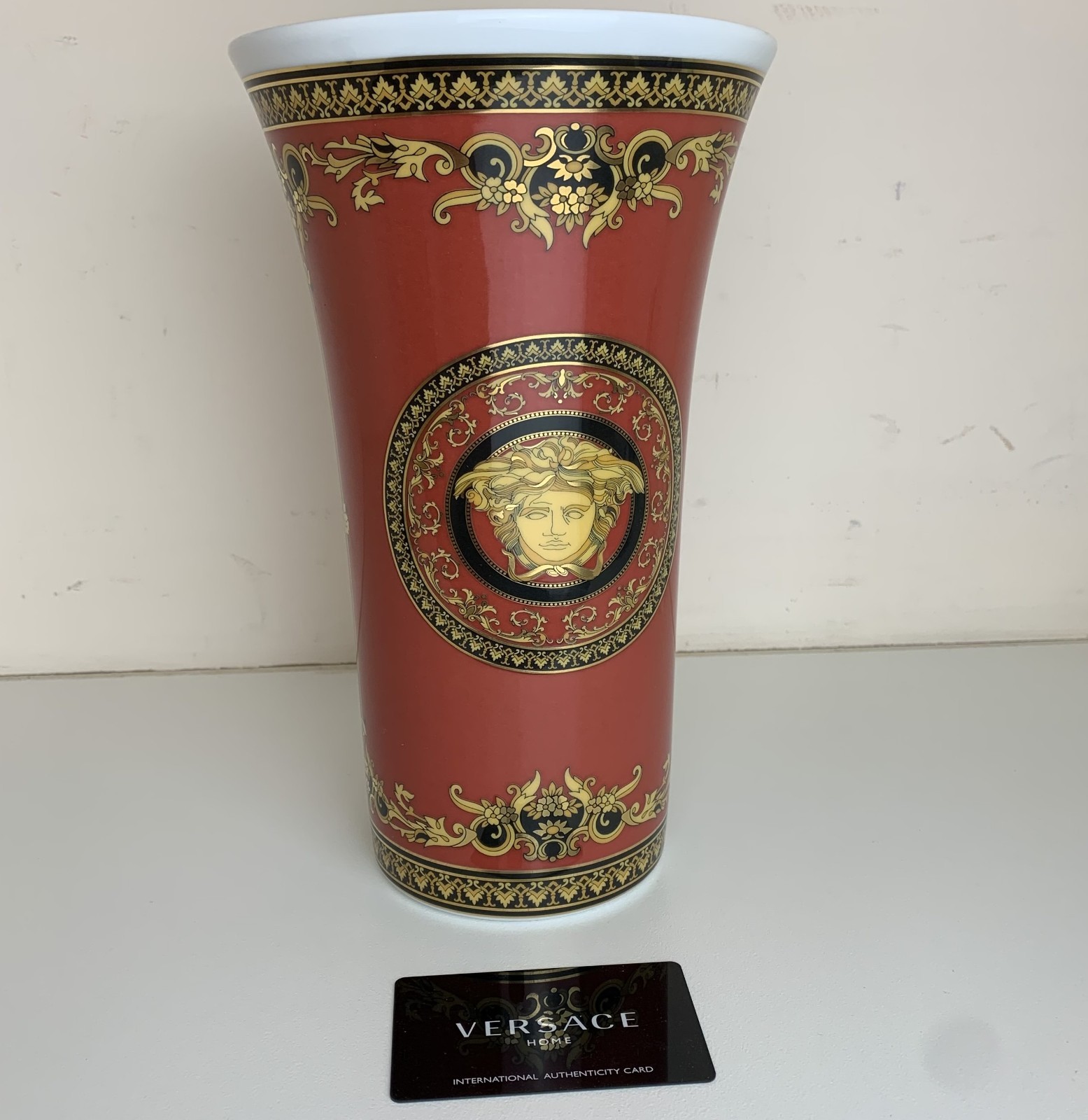 Versace Rosenthal Medusa Red Medium Vase 10 1/4″ 26cm