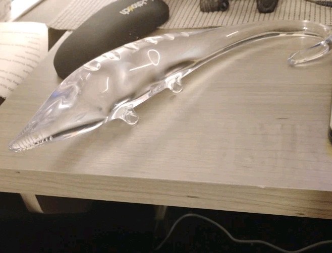 Glass Eel Sculpture Marked Miloslav Janku Amphibian Zelezny Brod Bohemian Czech
