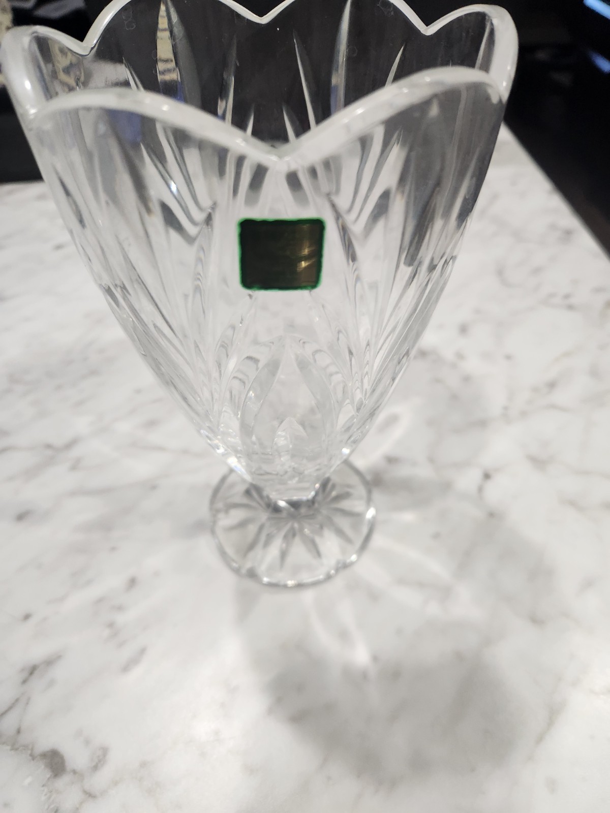 Marquis by Waterford Crystal Vase 10” Poland Heavy Cut Glass Scalloped 5.5 lbs