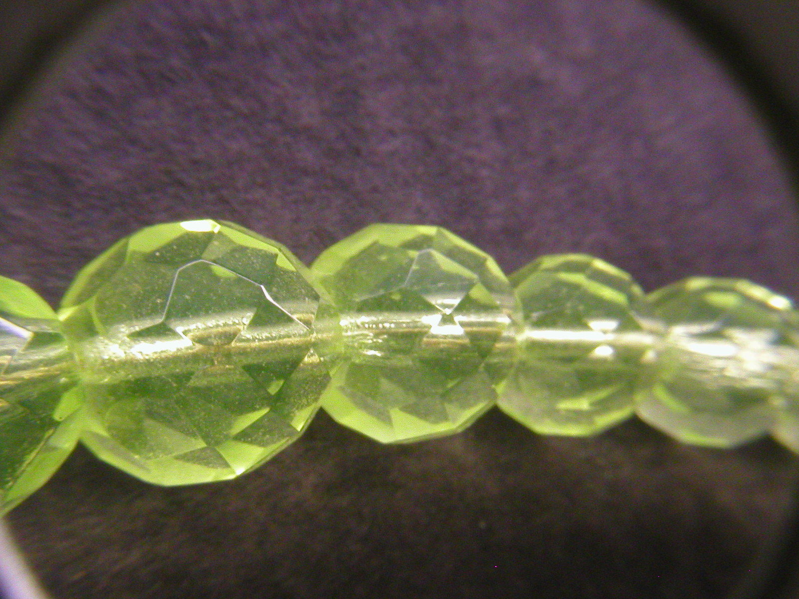 Yellow Vaseline Round Facet Glass 14 kt. gold filled Necklace Signed MH