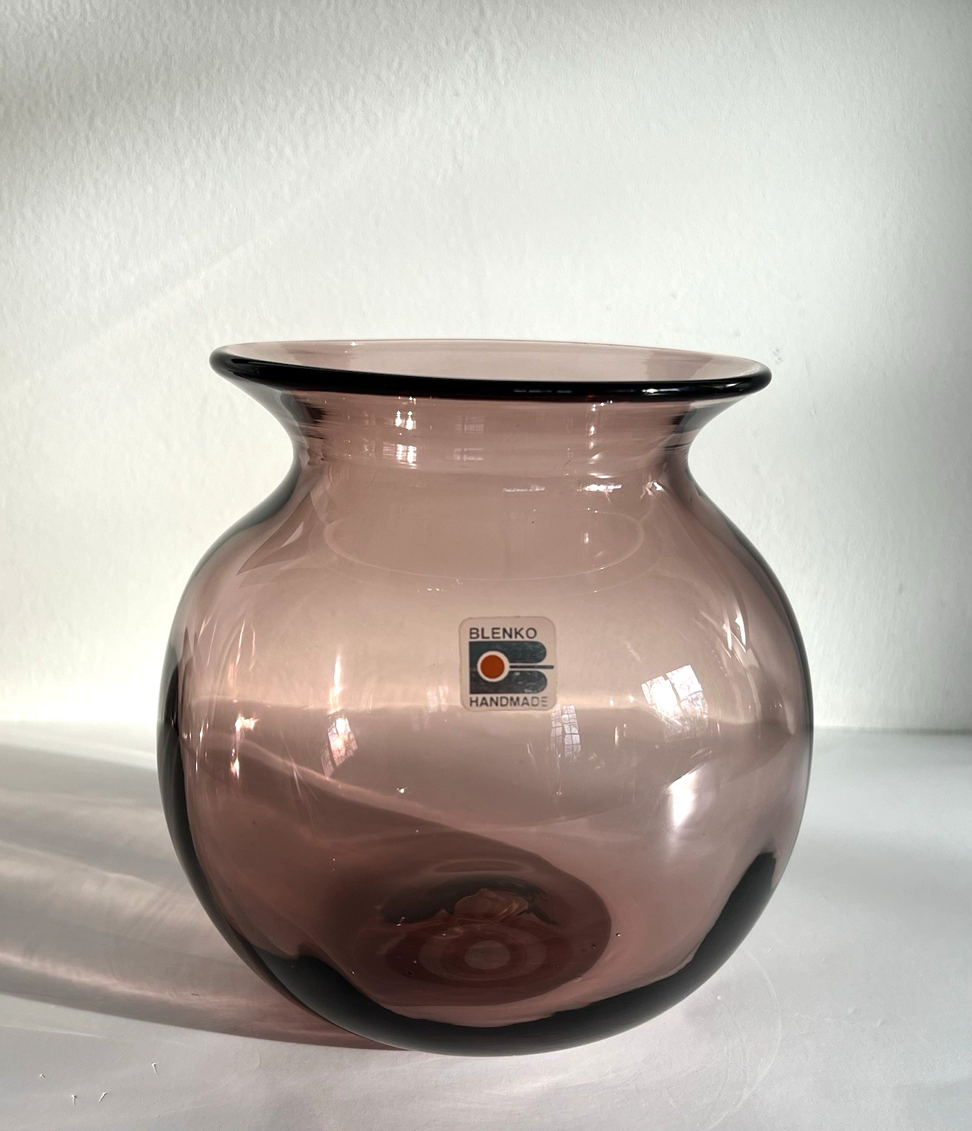 Blenko Hand Blown Vase #8725s “Dusty Rose” Vtg 1988-89 Labeled NICE