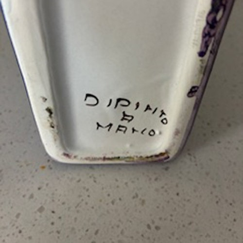 Vintage Hand Crafted Hand Painted Ceramic Bottle from Italy