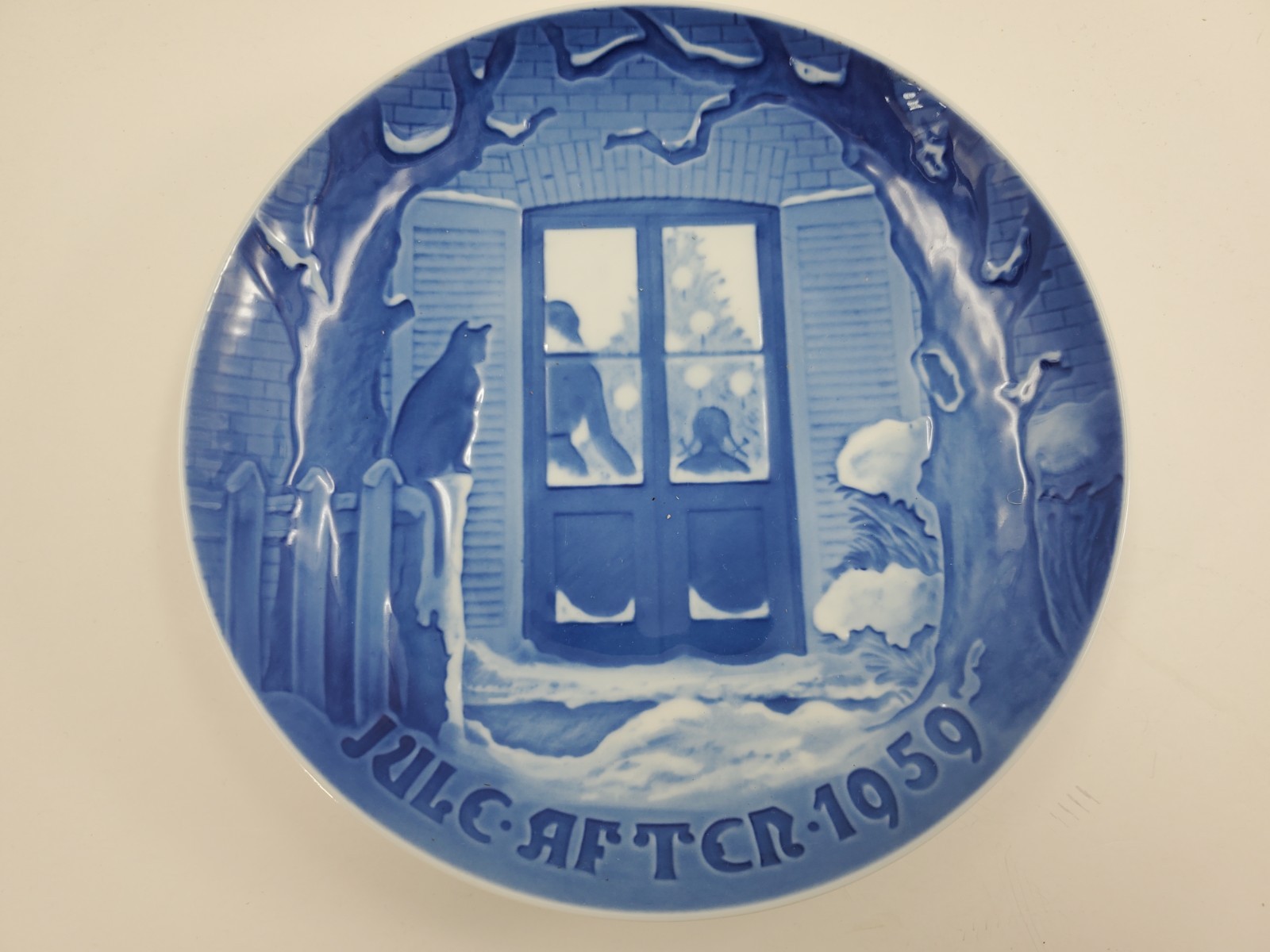 Bing & Grondahl 1959 7″ Blue Christmas Plate Denmark-B&G Danmark Copenhagen