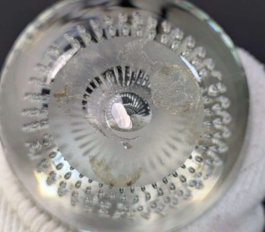 Art Glass Controlled Bubble Clear Paperweight Bullicante Ball Sphere Round 2.75″