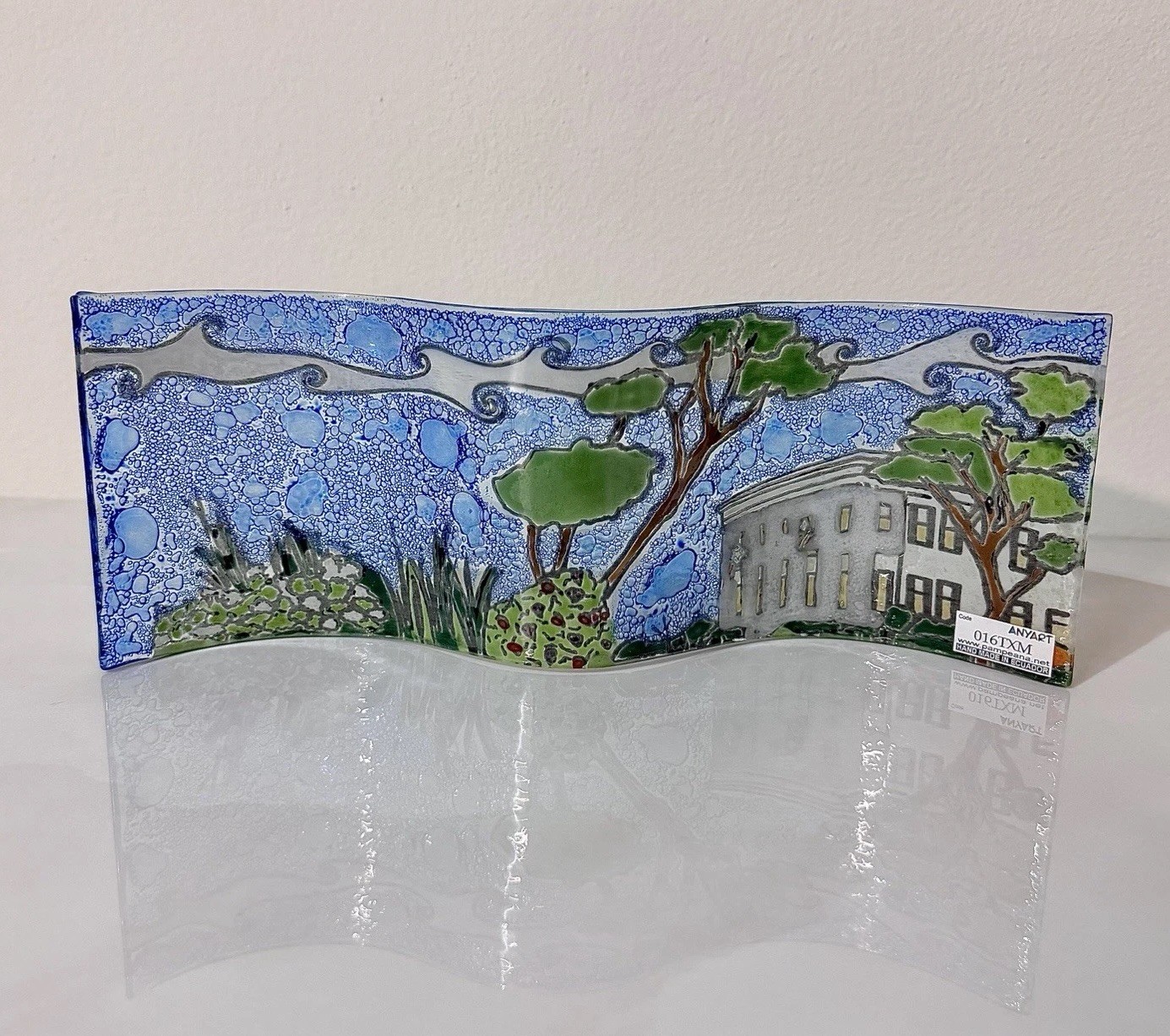 Pampeana Fused Art Glass Wave Panel Hand Made Landscape Decor