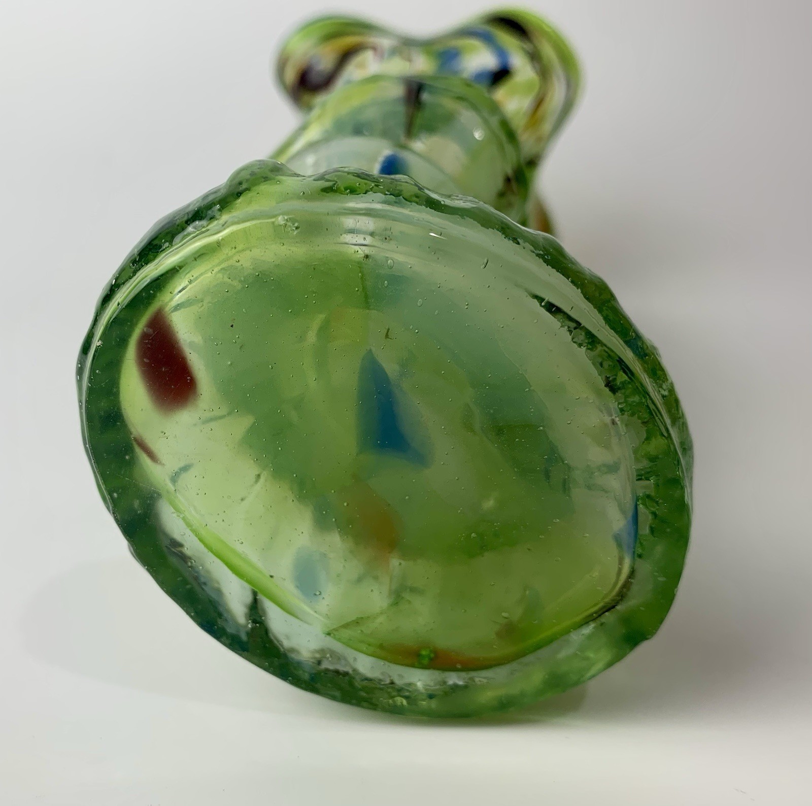 Vintage Splatter Glass Hand Holding Vase – Mold Blown – Cased, Colorful – Czech?