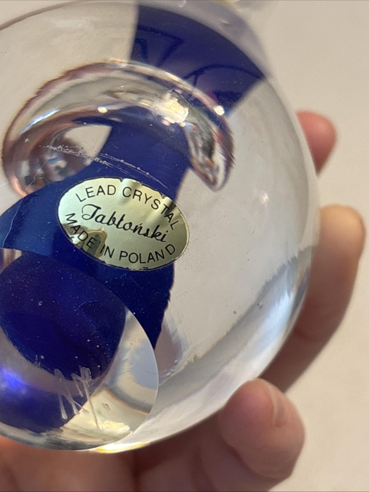 Adam Jablonski Blue Teardrop Paperweight Art Glass Signed 1 Lb 4 oz. 5.5″ Tall