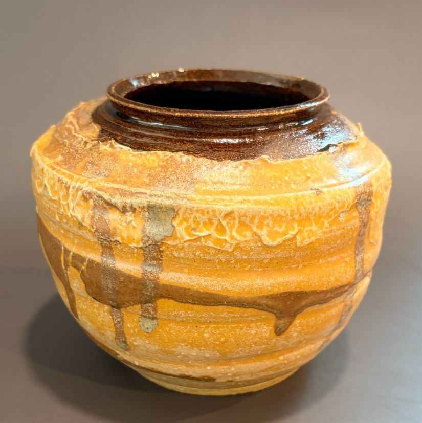 VTG 1981 Signed Arkless Studio Pottery 4.5″ Drip Vase | Hand-Thrown Earth-Tones