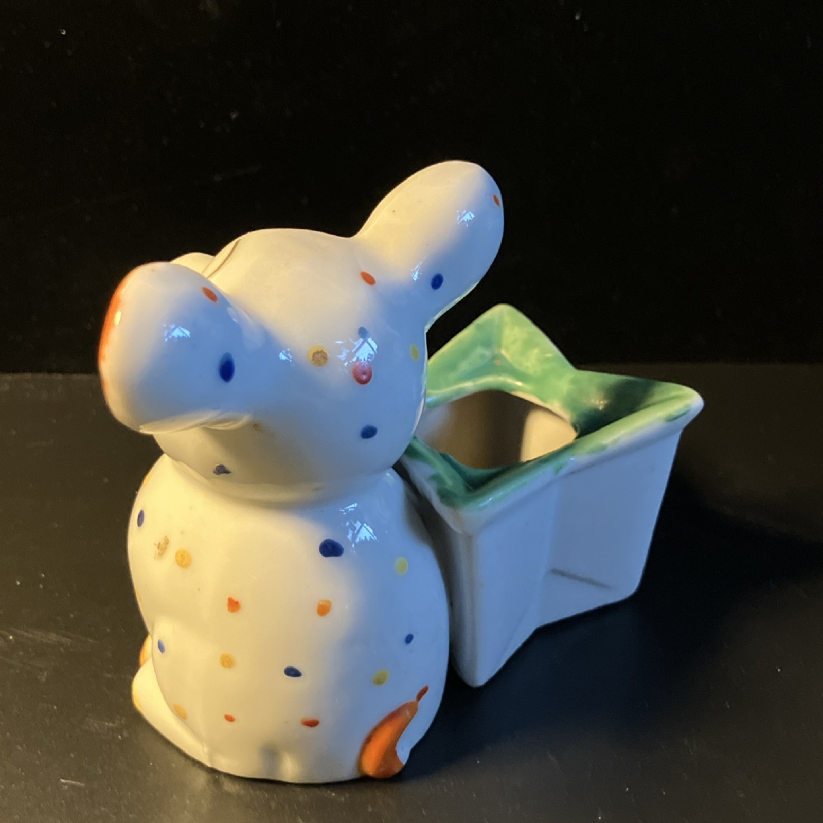 Vintage Ceramic “Mouse” Figurine Polka Dot Animal Japan Glossy 3 Inch