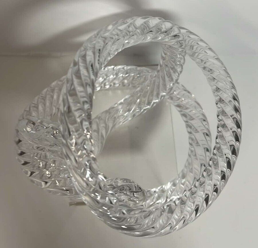 Vtg Clear Glass Textured Snake Ball Home Decor 6” X 7”