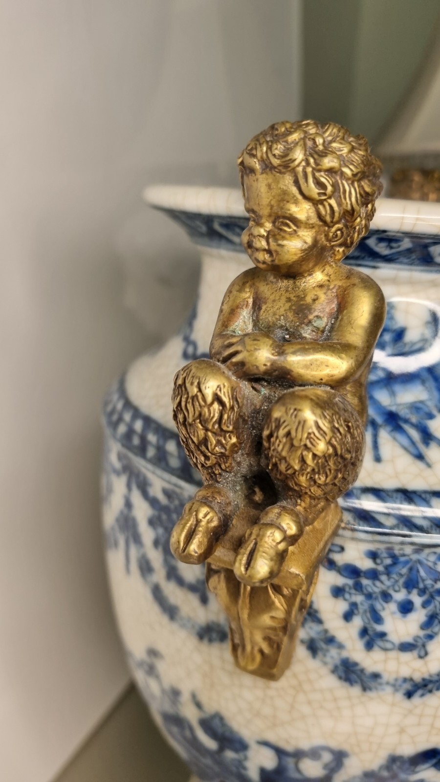 Wilson Porcelain. Gilt Mantel Vase Bronze Satyr.