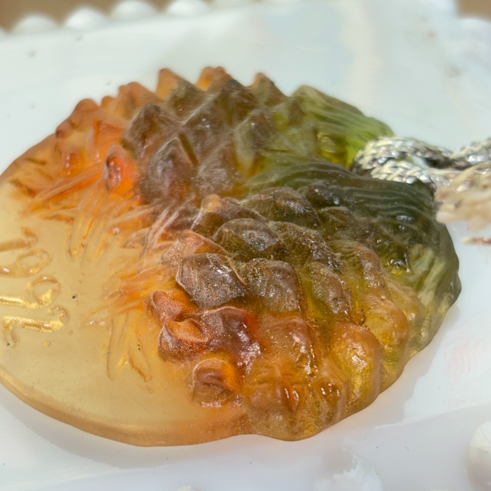 Daum Christmas Ornament Crystal Pate de Verre Pinecones, 1992, 2.5″dia