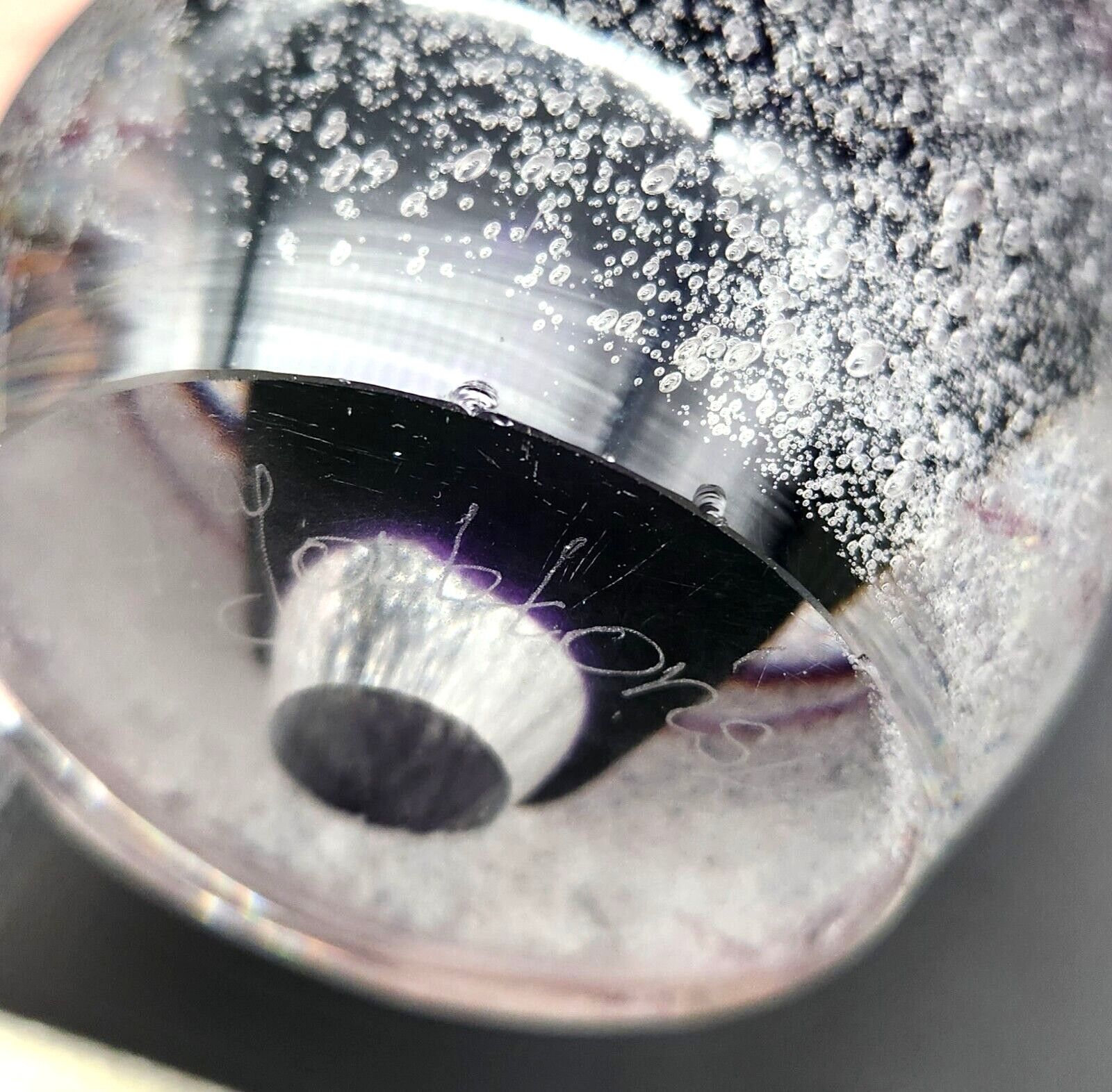 Signed Adam Jablonski Art Glass Sculpture Modern Contemporary Abstract Purple