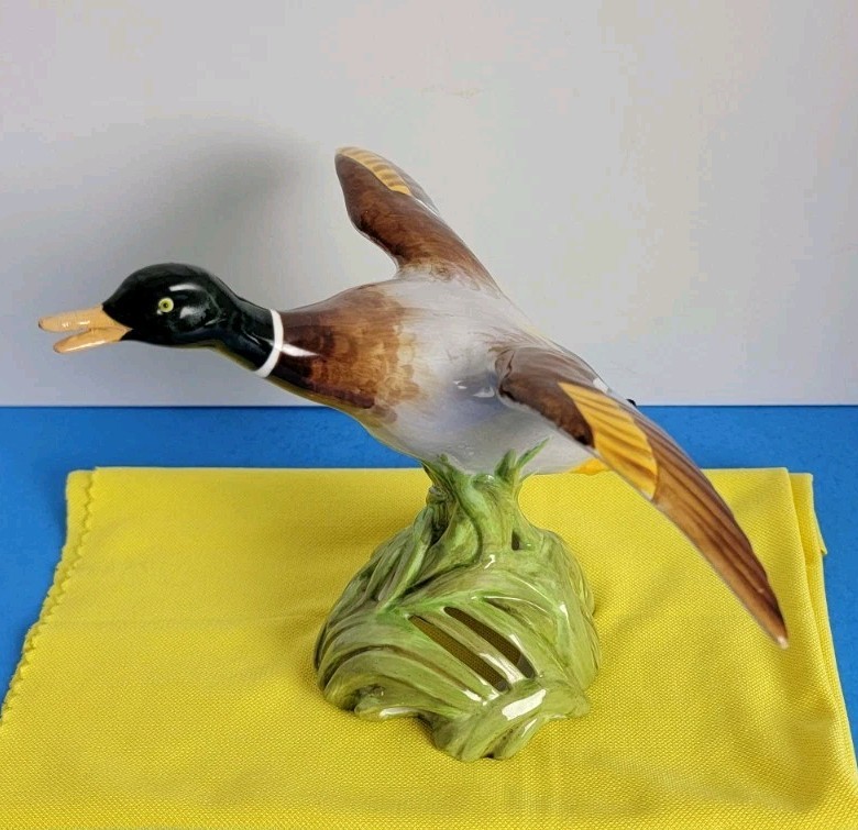 Vintage Copeland Spode Porcelain Mallard Duck Gliding in Flight Figurine.