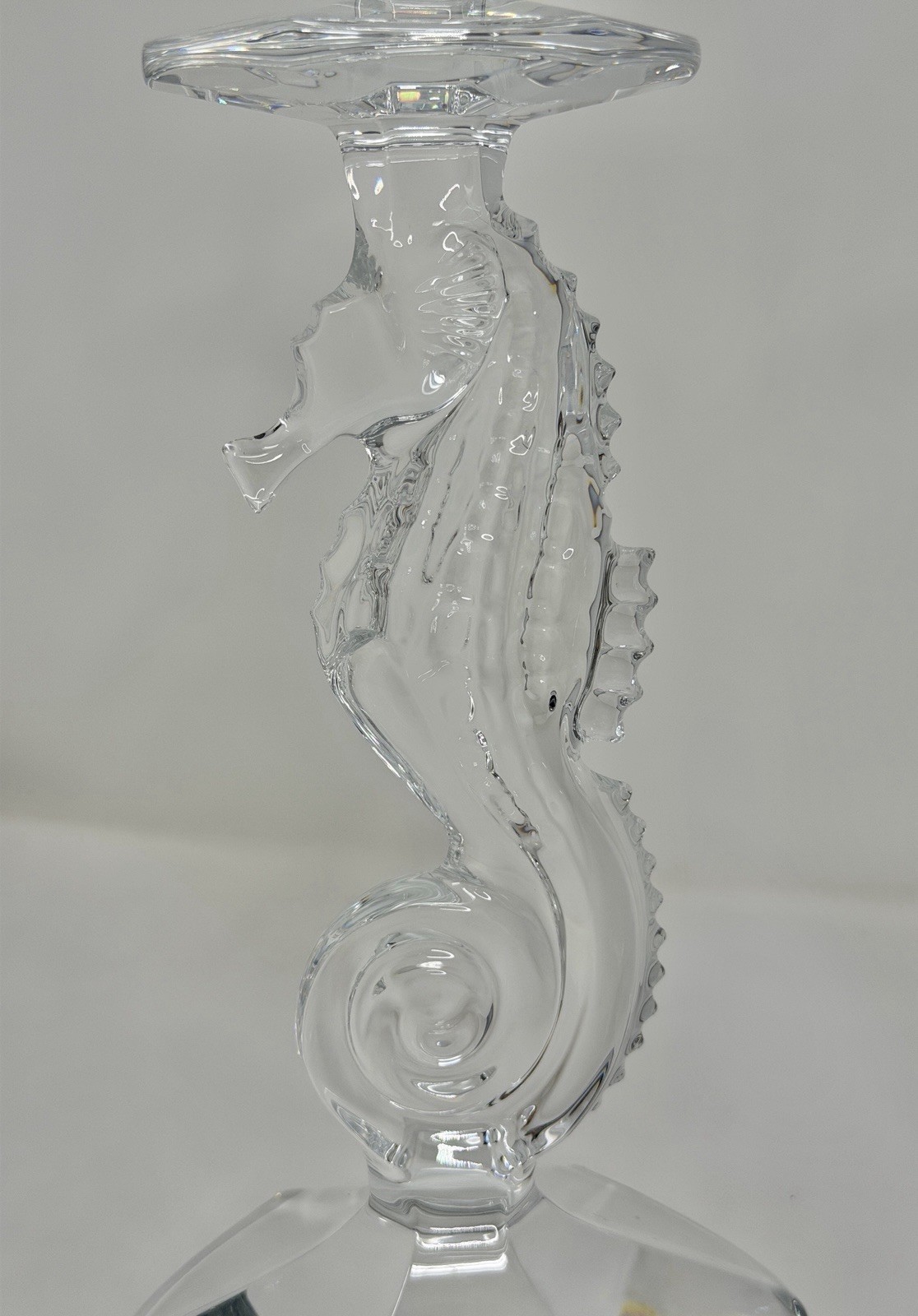 Waterford Crystal Seahorse 11 1/2 in. Candlestick Holders Pair Coastal Luxury