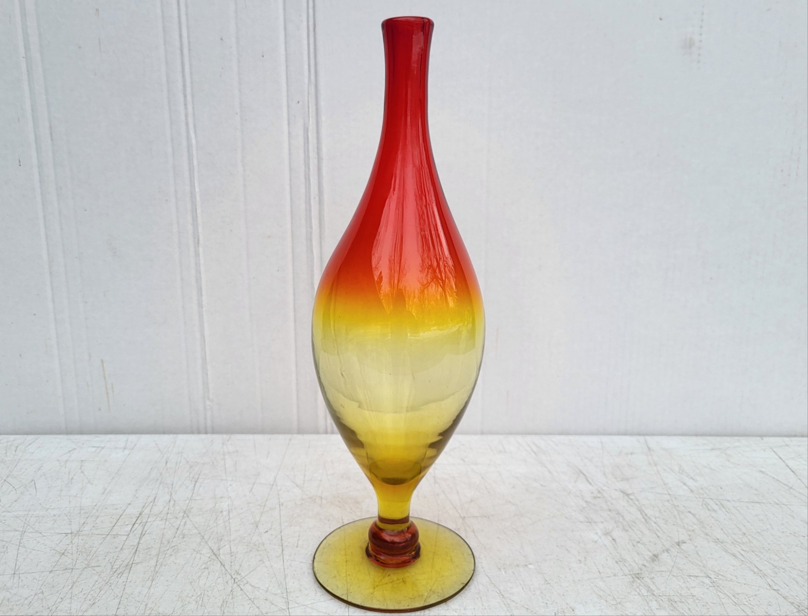 Blenko Glass Decanter Bottle Tangerine 6528 Joel Myers MCM c1965 NO STOPPER
