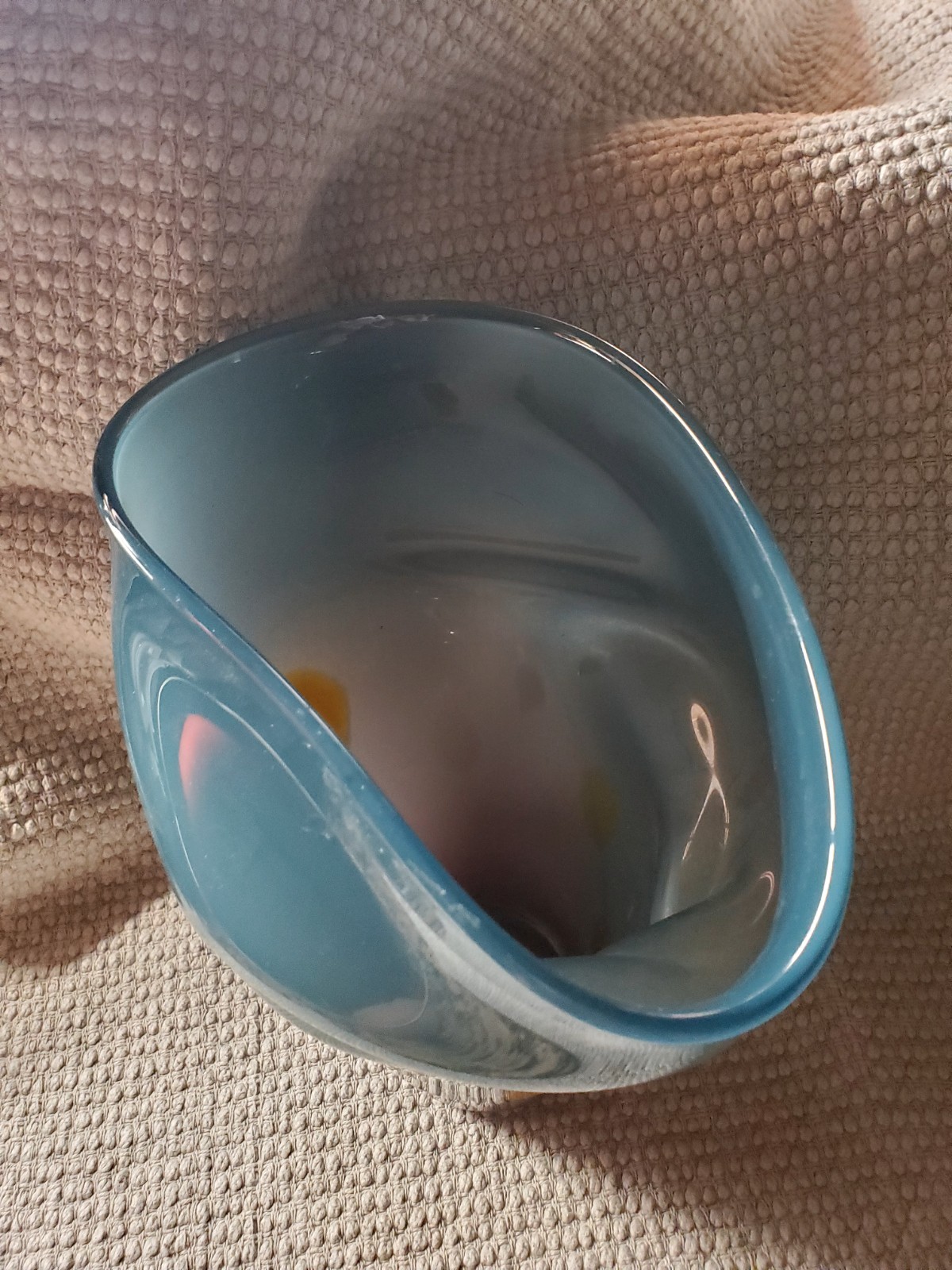 Blue Purple Yellow Swirl Art Glass Vase, Abstract Decorative Glossy Finish