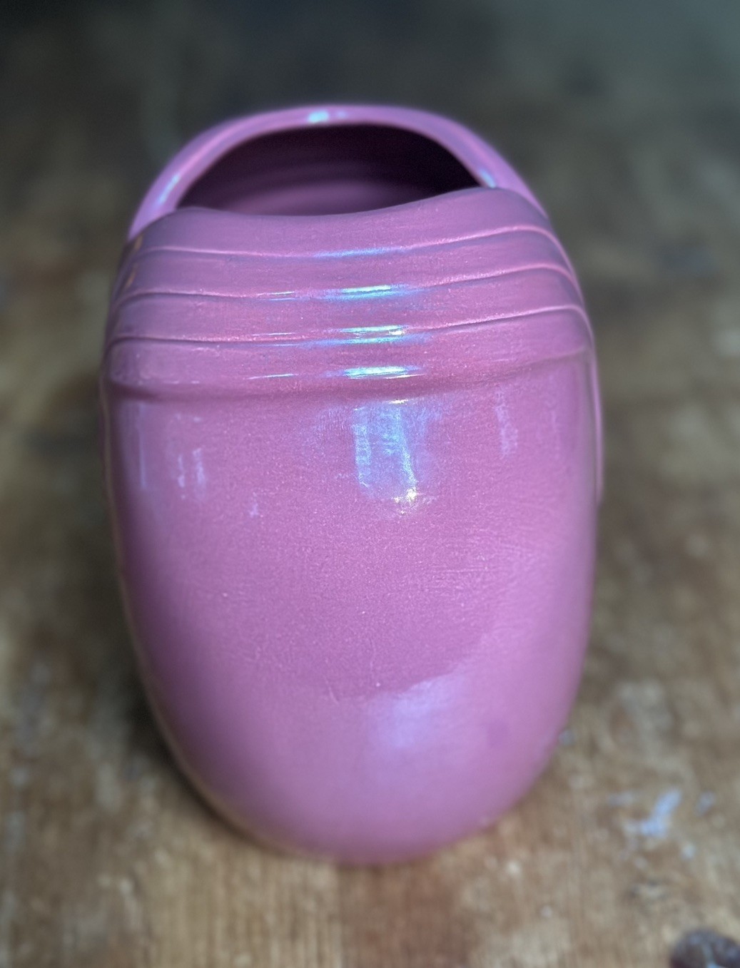 Vintage Haeger? Pink/ Mauve Ceramic Vase Swirl Abstract Art Pottery 1980s