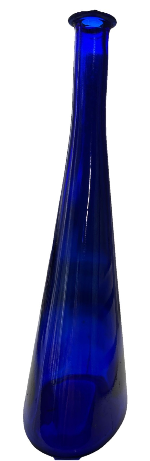 Vintage Cobalt Blue Glass Vase Decanter Bottle Without Top 12” Decorative Bottle