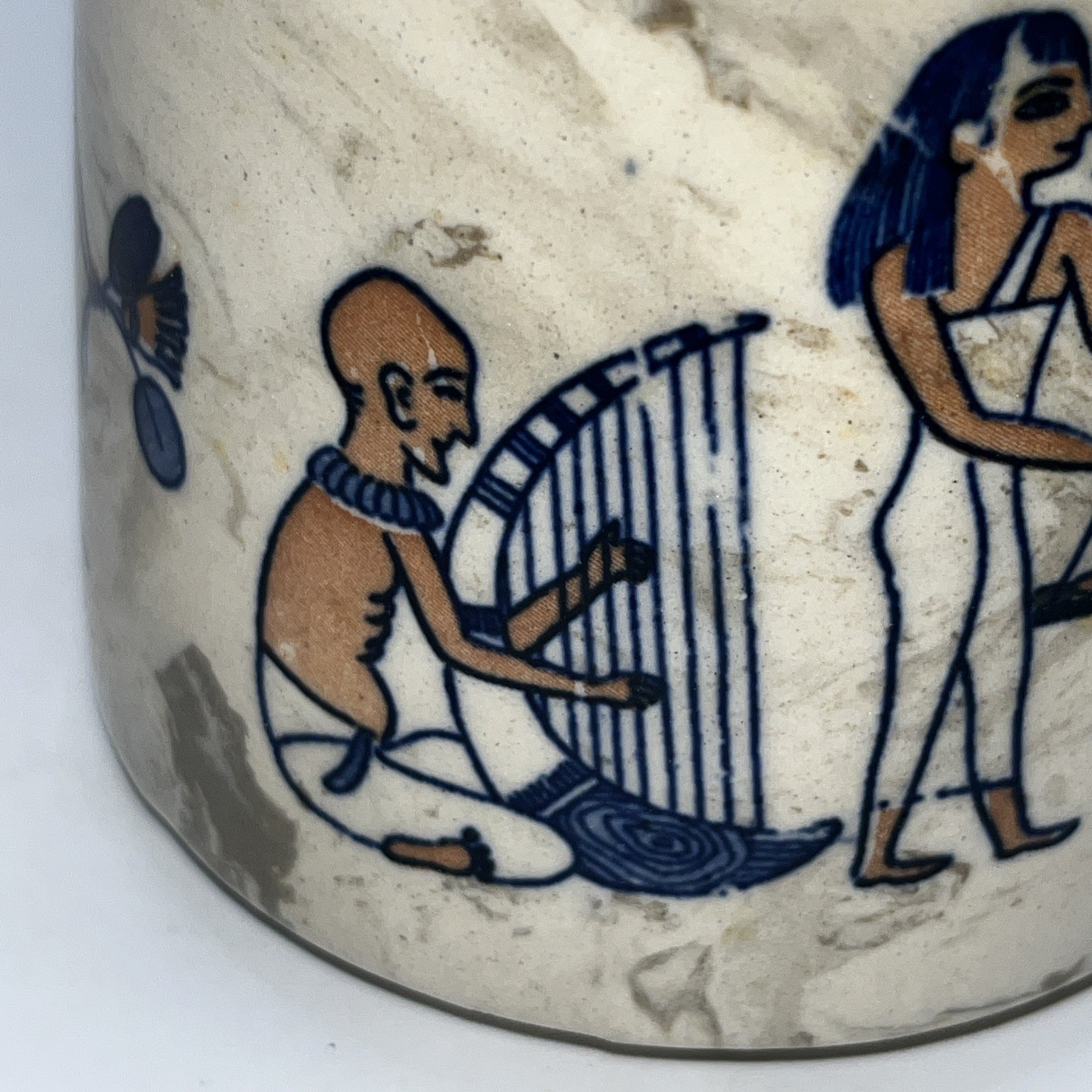 VTG Egyptian Hieroglyphs Mug Planter Succulent Cactus Art Pot As Is Decor AS IS