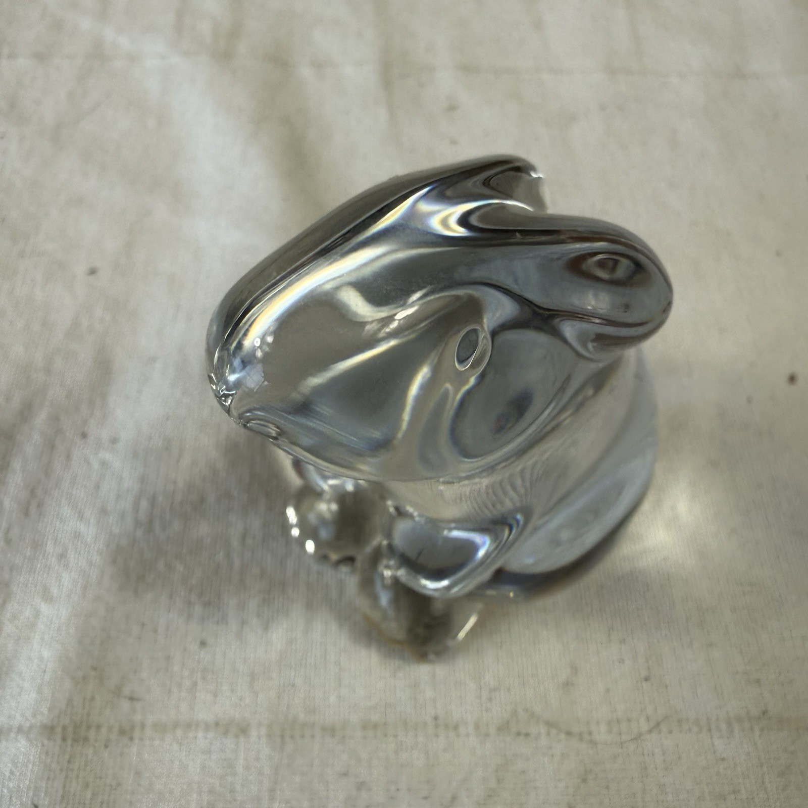 Vintage Baccarat Crystal Bunny Rabbit 3” Paperweight Signed Glass Clear