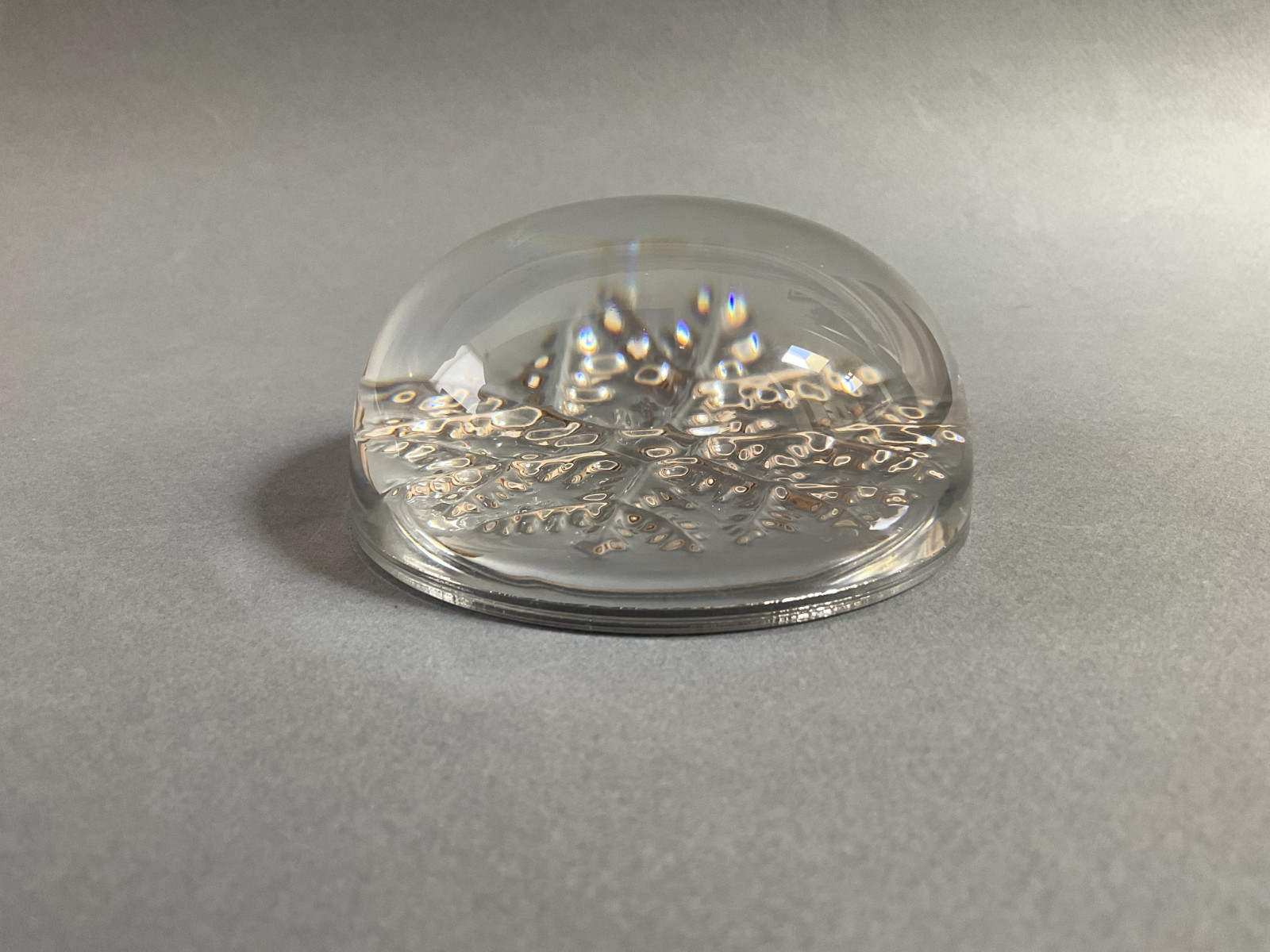 A Nice Glass Snowflake Round Shaped Paperweight Approx. 1 3/4″ H x 3 1/2″ W