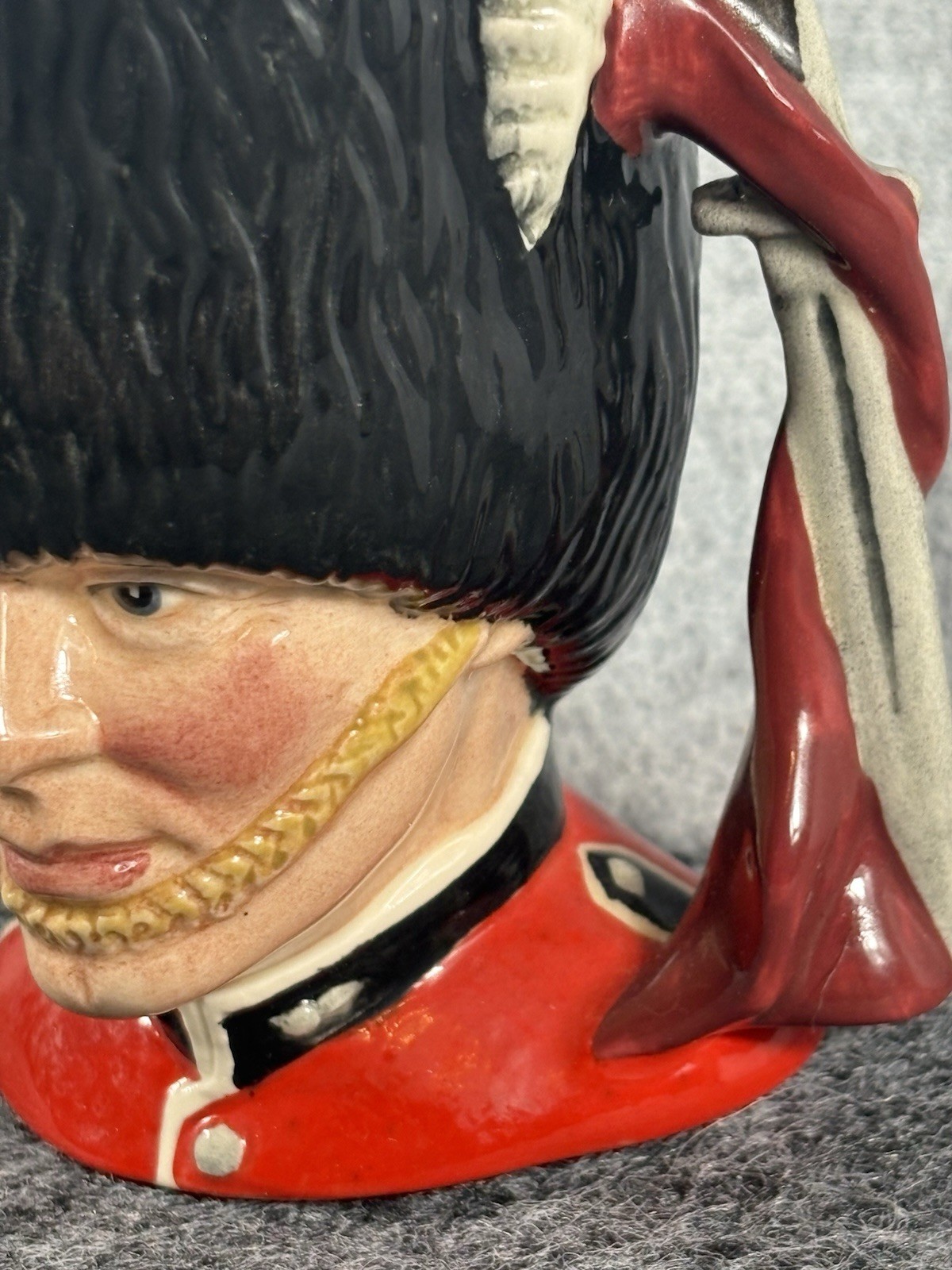 Royal Doulton Porcelain The Guardsman Small Character Jug, Shot – D6771 4″ Tall