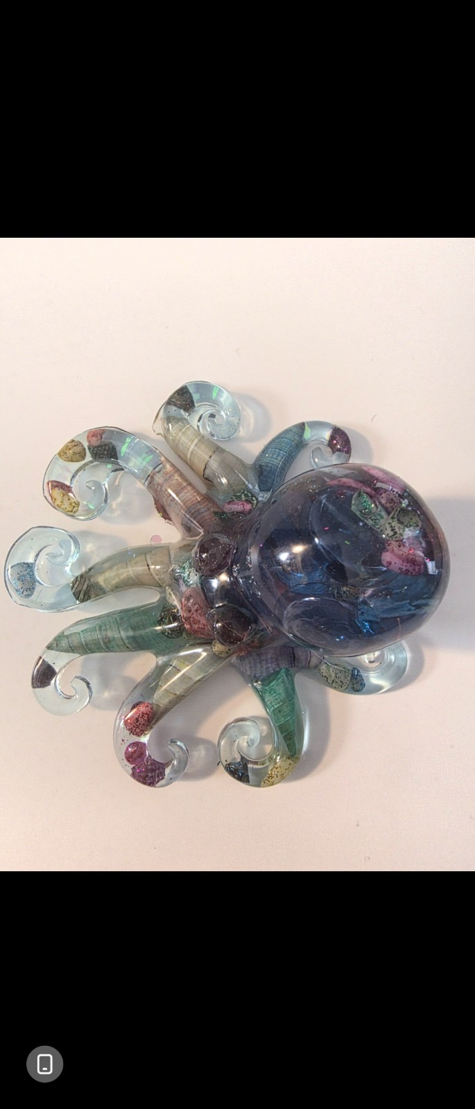 Resin Art Octopus Figurine Blue Multicolor Abstract Pattern Glossy Finish