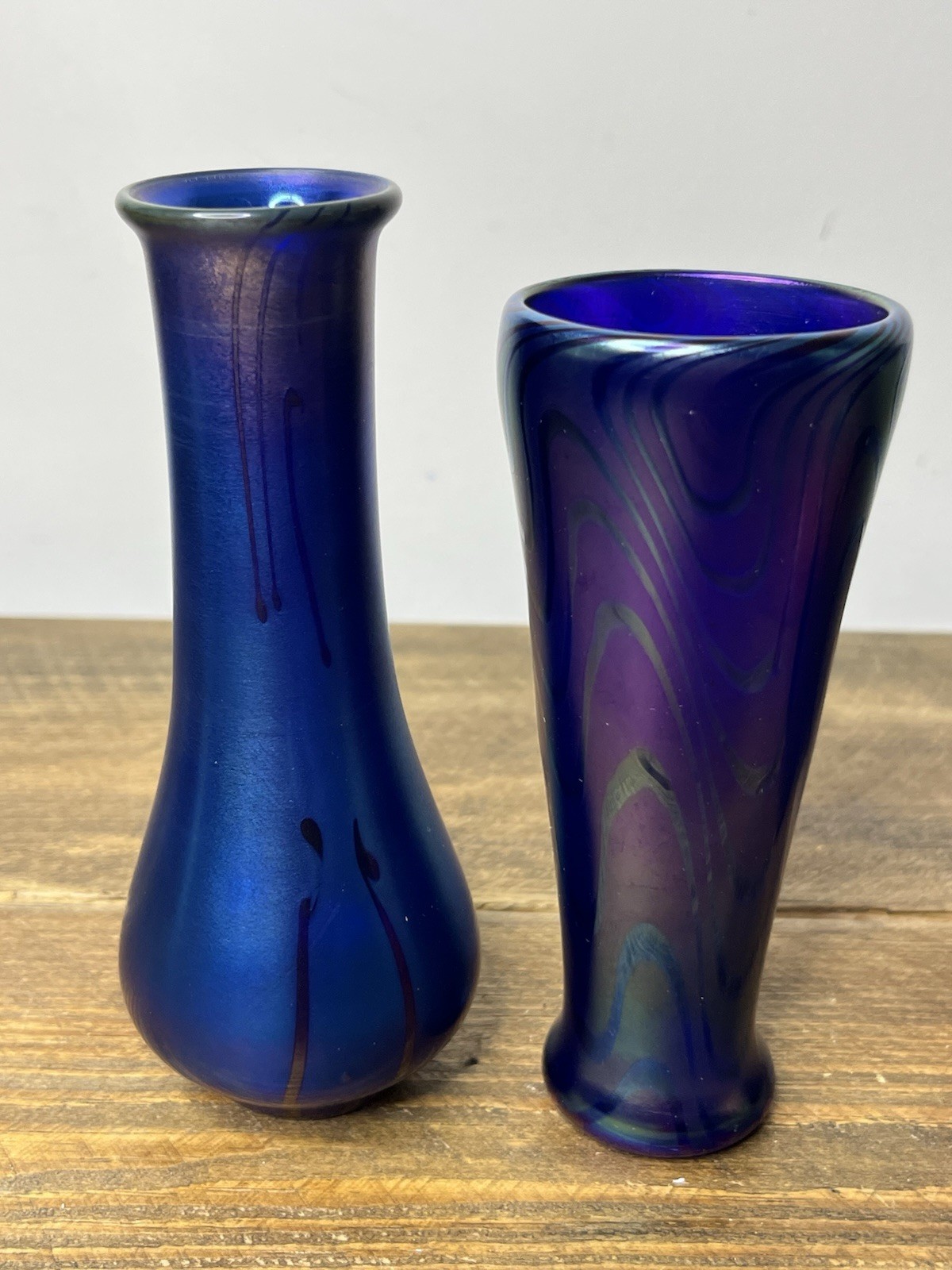 Orient & Flume Iridescent Blue Art Glass Vases & Ornaments