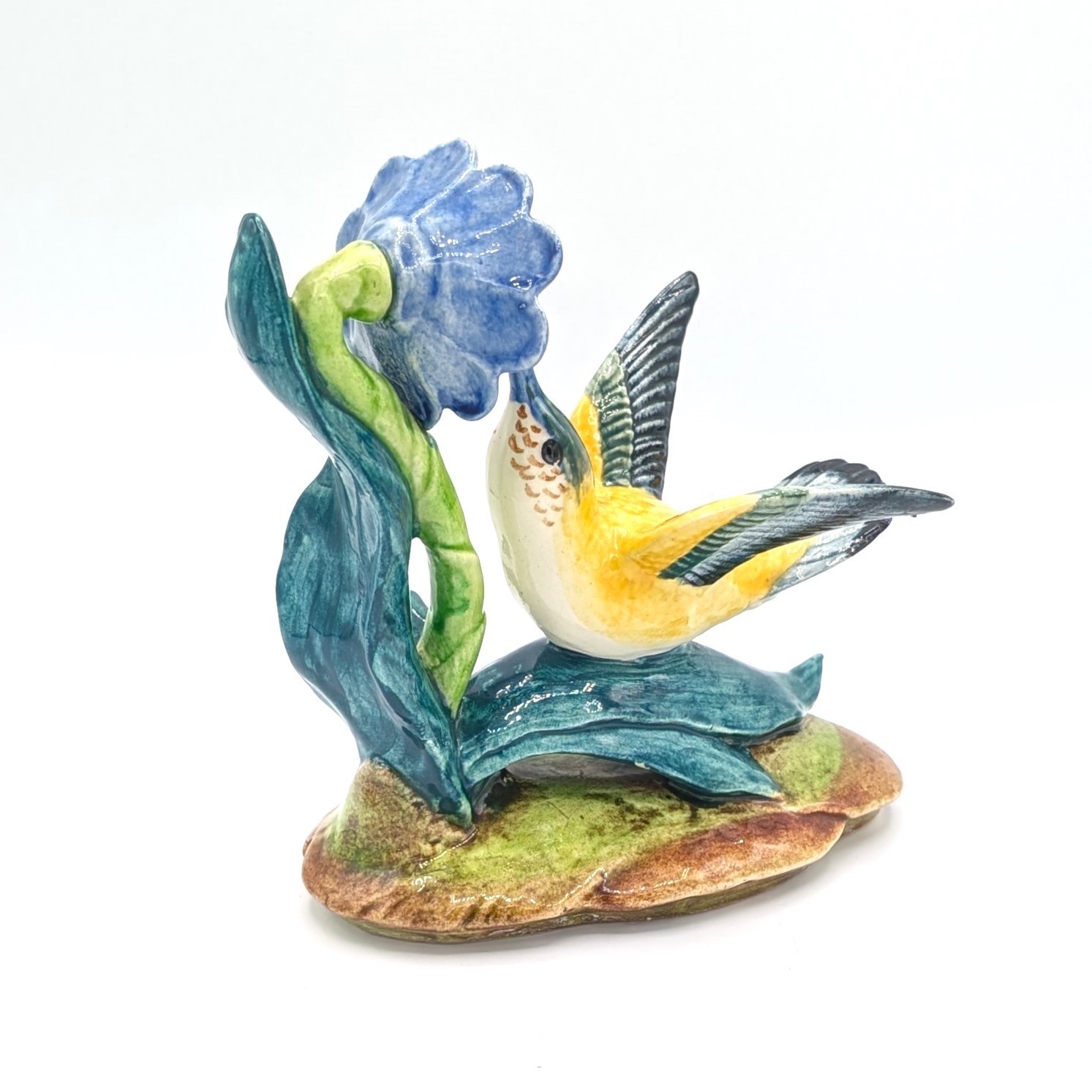 Vintage Stangl Pottery Hummingbird and Blue Flower Ceramic Figurine #3626
