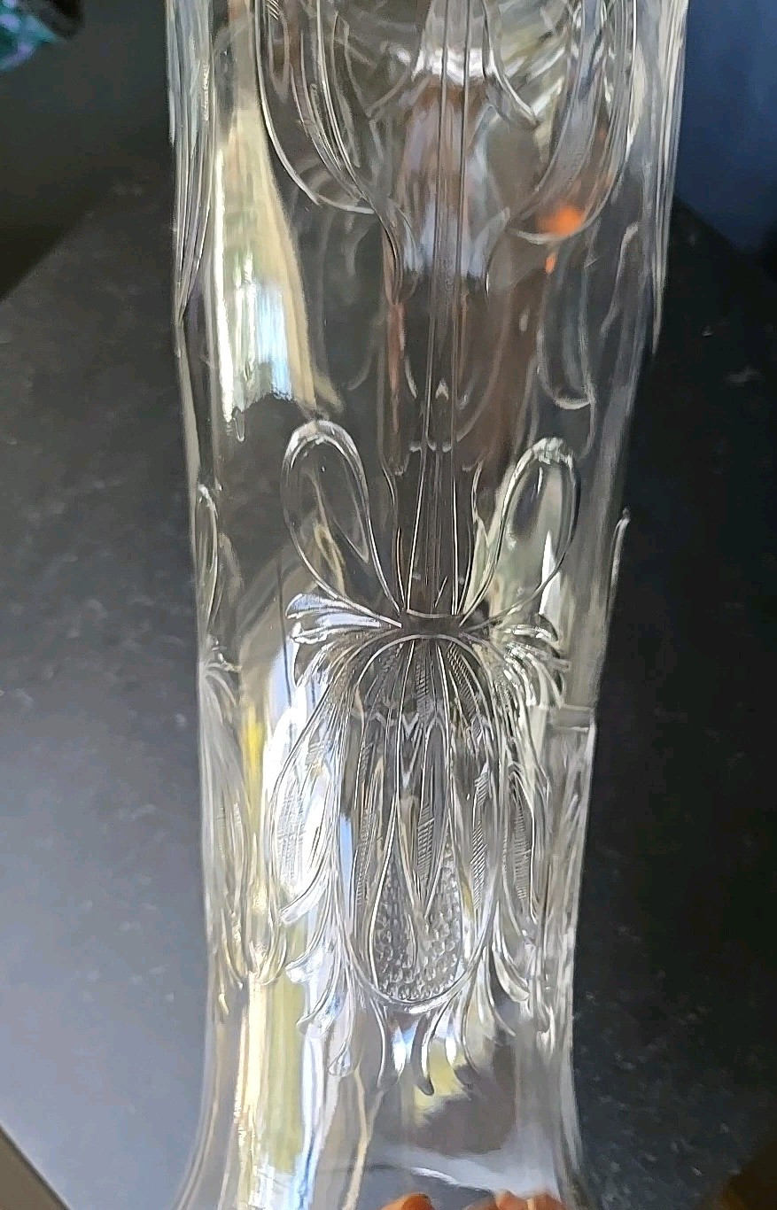 Antique Stourbridge Stevens & Williams Rock Crystal Glass Floral Vase 11 3/4