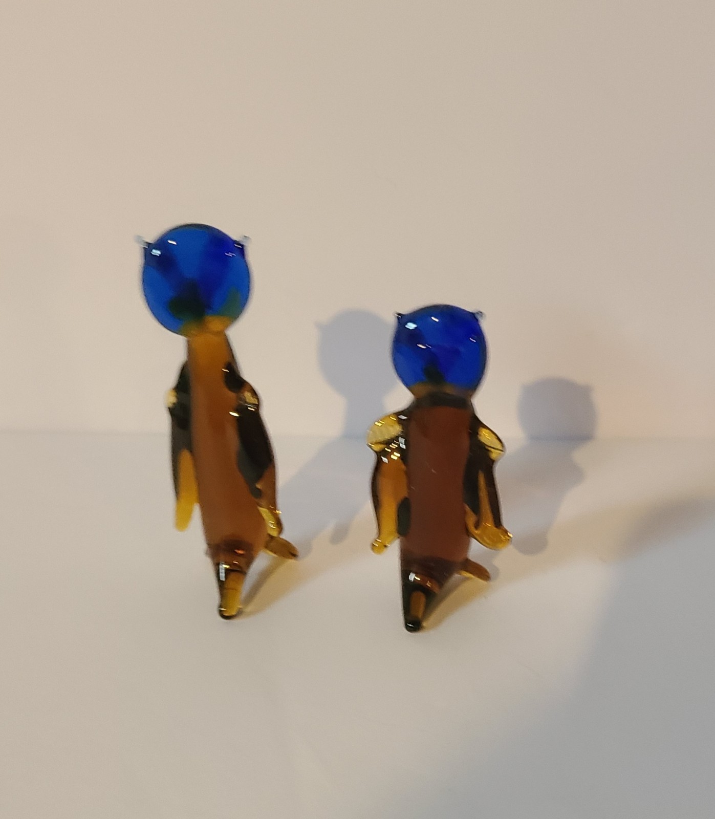 Vintage Hand-Blown Glass Miniature Animal Figures Lot Of 2 Birds Penguins