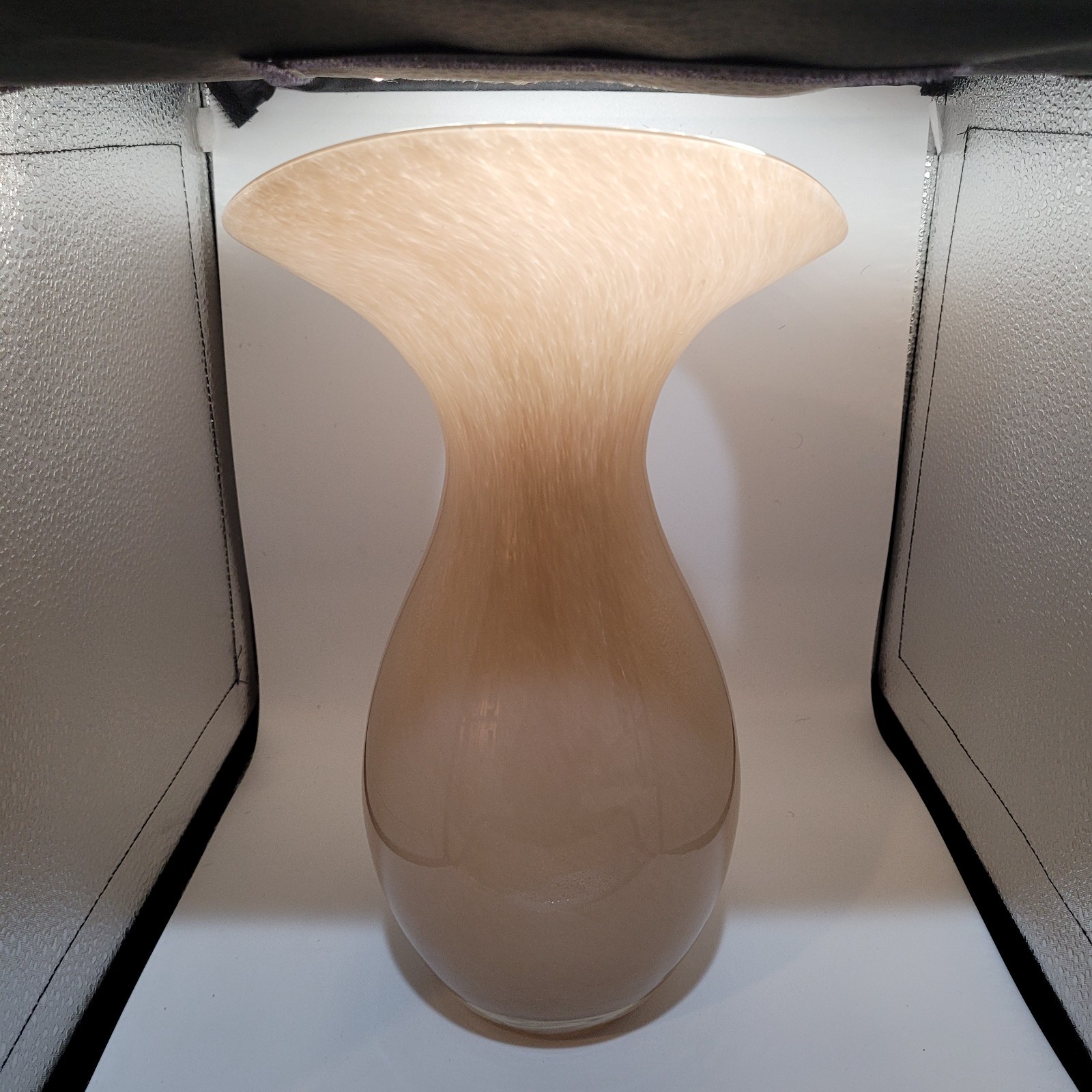 Art Glass Heavy Beige/Tan Vase 10.5 in Tall