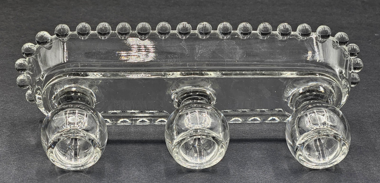 Candlewick Glass Three Light Candle Holder Clear by Imperial Glass