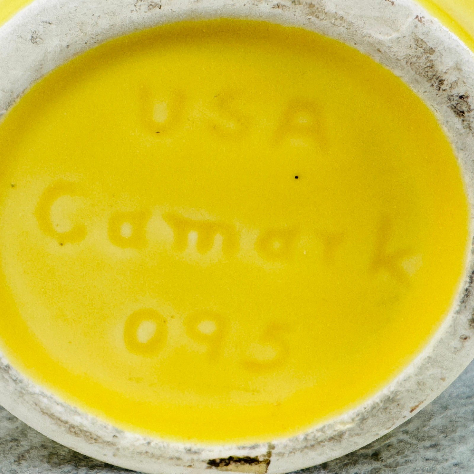 Vintage Camark Pottery Flower Frog #095 Yellow USA Glossy Decorative