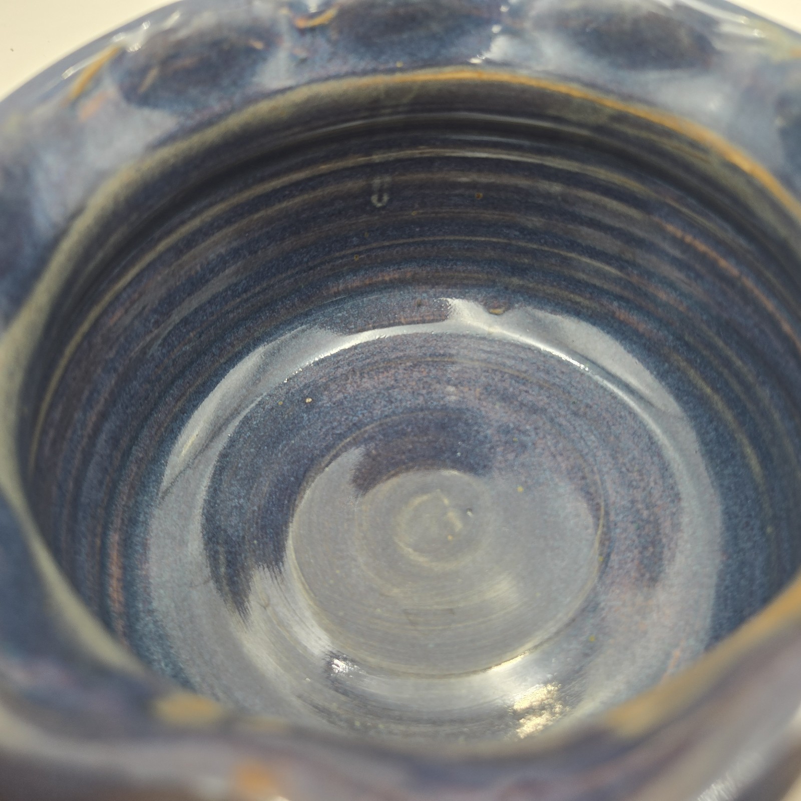 Three Stripe Studio Art Pottery Vase or Planter w/ Scalloped Rim Signed