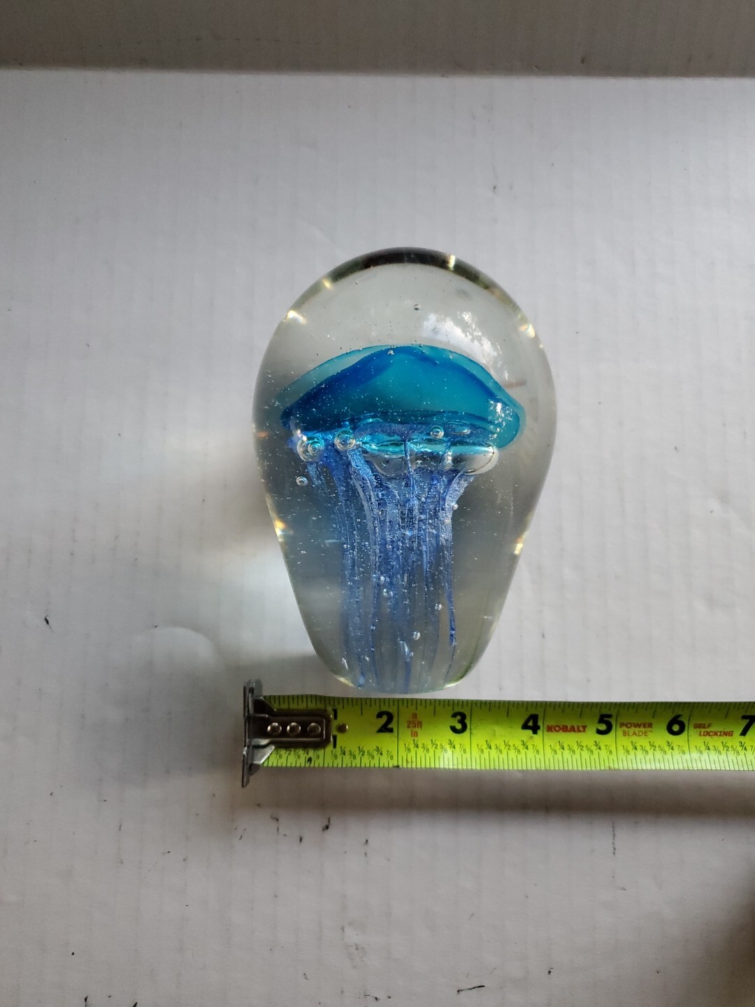 Jellyfish Art Glass Blue Paperweight 6 Inches Weighs 3 Pounds 14.5 Ounces